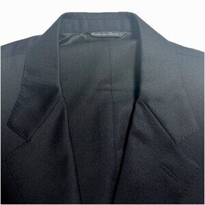 Canali Lana 3‎ Button Blazer Suit Jacket 44L/US 54L/IT Black On Black Pin Stripe